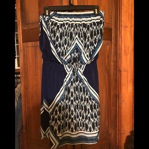 Express print strapless dress